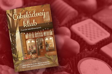 Obálka knihy Čokoládový klub, detail bonboniéry na pozadí