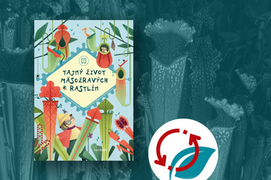Ilustračný obrázok: obálka knihy Tajný život mäsožravých rastlín, pozadie detail rastlín